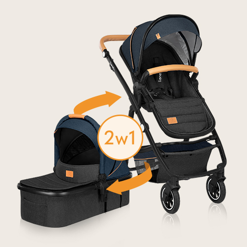 lionelo Amber 2 w 1 Black Silver — Wózek wielofunkcyjny